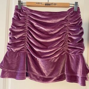 NWOT, Wild Fable, Velvet Ruffled Mini Skirt, pink/lavender/mauve, Size M